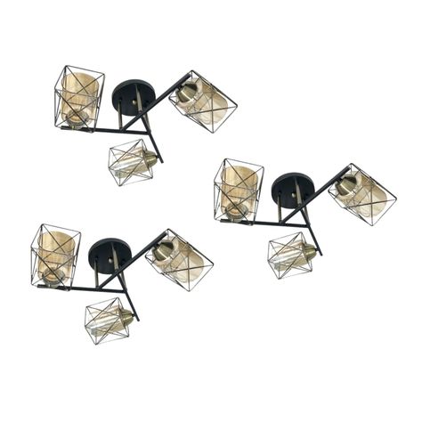 PACK 3 APLIQUE COBRE TRIPLE E27 LED ZIBAL KONNERGIE DEUS-0