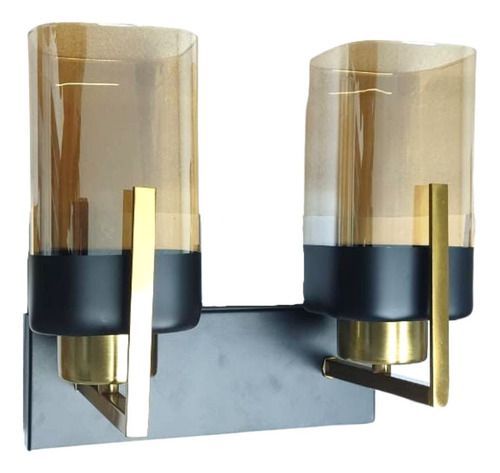 Lampara Aplique Vidrio Doble Porta E27 Ambar Decorativa-0