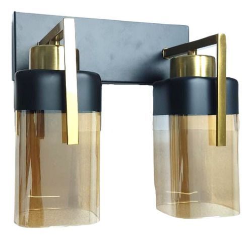 Lampara Aplique Vidrio Doble Porta E27 Ambar Decorativa-1
