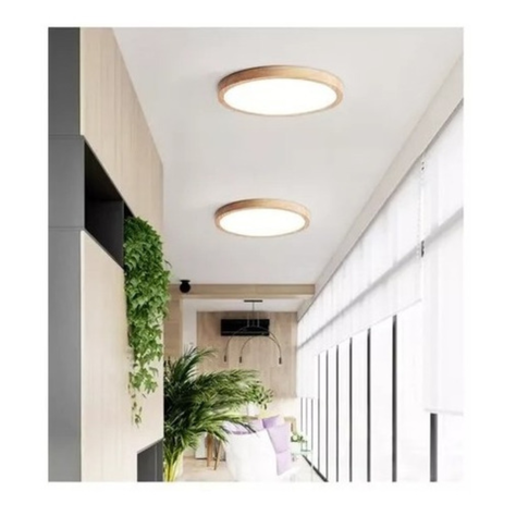 Panel Plafón Led Borde Madera Sobrepuesto Cuadrado  30cm 36w-4