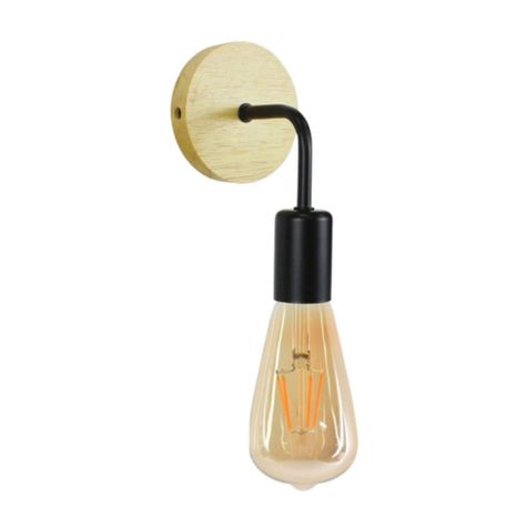 Aplique Lampara Foco Led Muro Madera E27 Decoracion Moderno-0