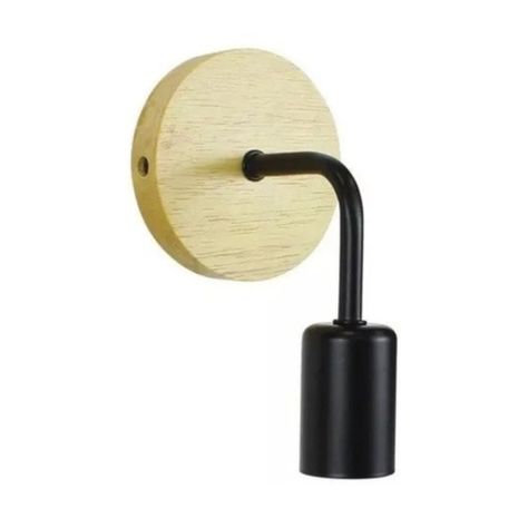 Aplique Lampara Foco Led Muro Madera E27 Decoracion Moderno-2