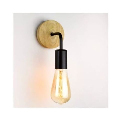 Aplique Lampara Foco Led Muro Madera E27 Decoracion Moderno-3