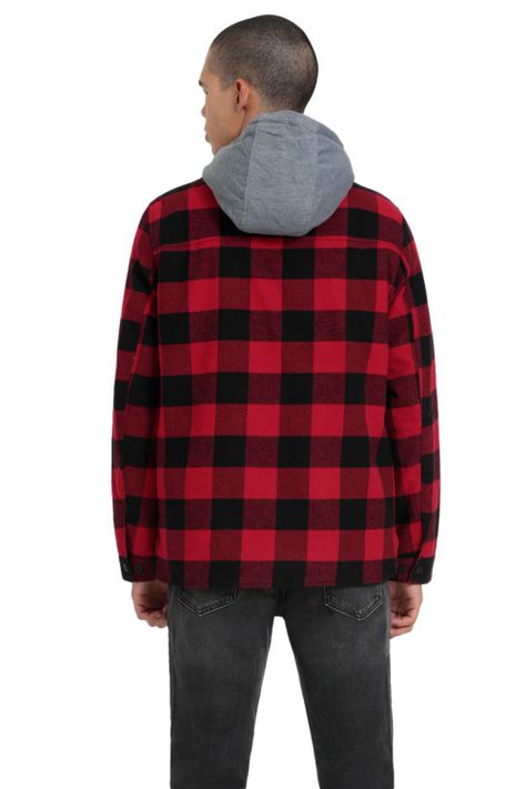 Chaqueta Hombre Cuadros con Capucha Rojo Levis 59491-0196-2