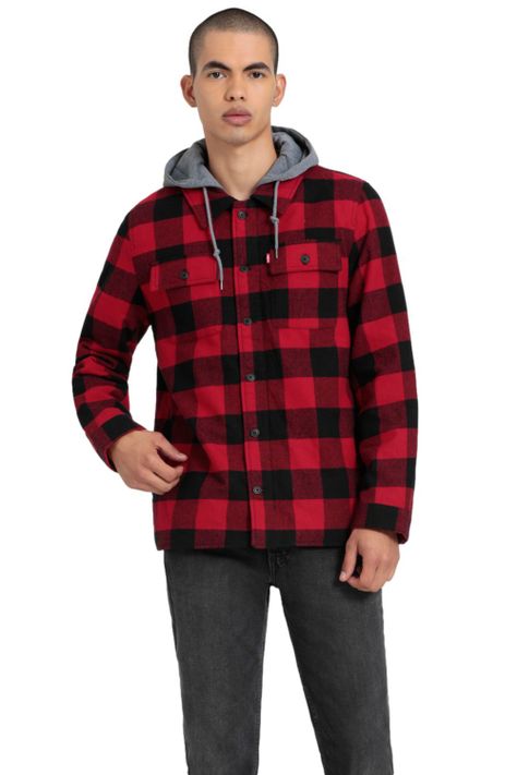 Chaqueta Hombre Cuadros con Capucha Rojo Levis 59491-0196-0