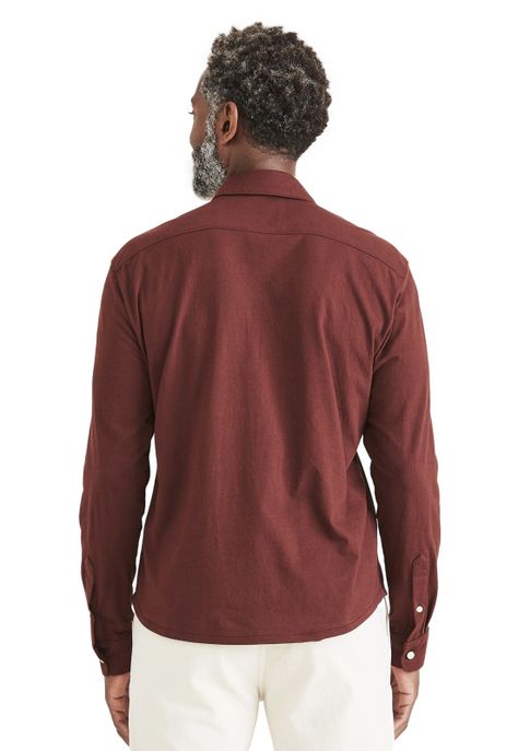 Camisa Hombre Knit Button Up Regular Fit Café-1