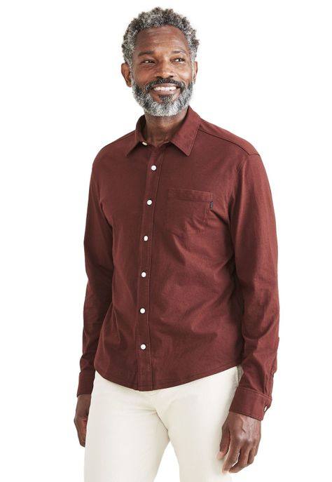 Camisa Hombre Knit Button Up Regular Fit Café-0
