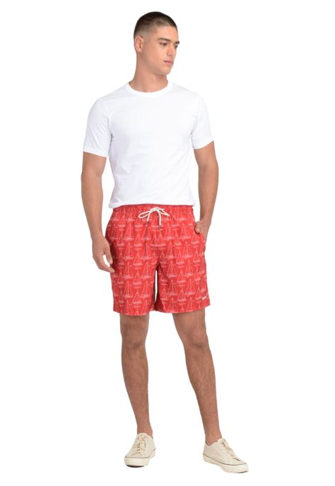 Traje de Baño Hombre Regular Fit Print Rojo-0