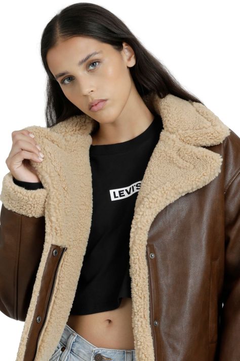 Chaqueta Mujer Faux Sherling Café Levis 59544-0281-3