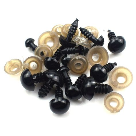 12 ojos de seguridad 8mm Negros amigurumis (6 pares)-0