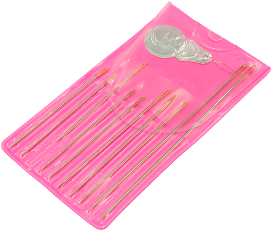 Agujas para coser sobre rosado c/enhebrador set 11 uds-0