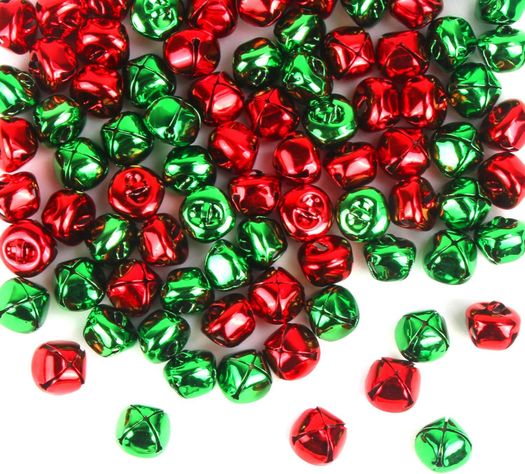 Cascabel 20mm verde y rojo 100 unidades decoracion navidad-0