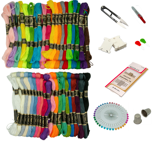 Kit de bordado: 80 madejas + 68 accesorios para bordar-0