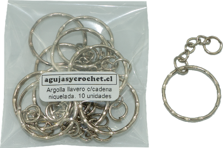 Argolla de llavero con cadena 10 unidades-0
