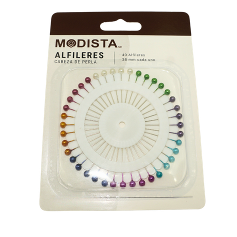 Alfileres cabeza de perla 40 unidades 38mm Modista®-0
