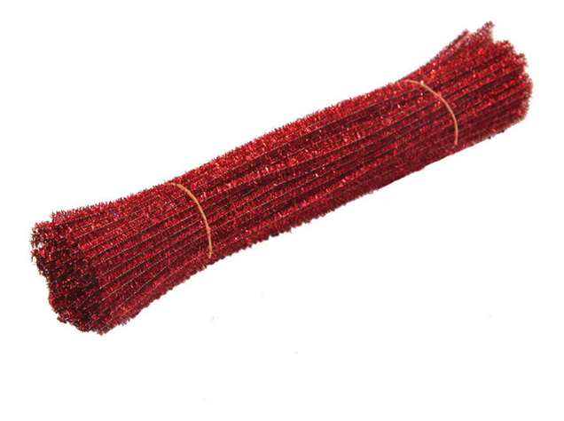 Limpiapipa metalizado Rojo 100 undiades 6mm x 30cm-0