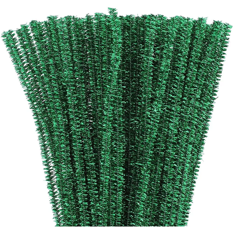 Limpiapipa metalizado Verde 100 undiades 6mm x 30cm-0