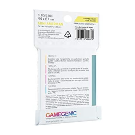 Juego de Mesa  GG: MATTE BG Sleeves - Mini American (44 x 67 mm)-1