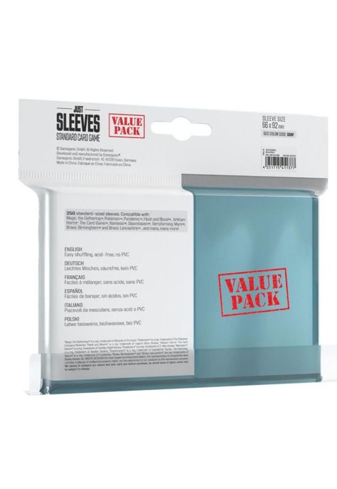 Just Sleeves Standard Card Game Clear 250-1