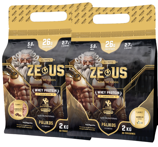 100% Whey Protein - 2 x Doypack de 2kg (Chocolate y Vainilla)-0