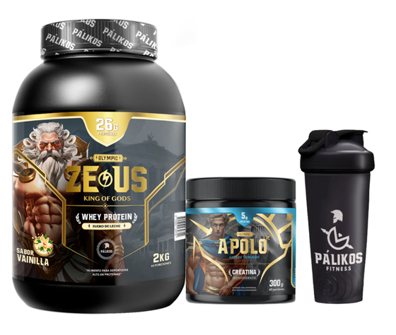 Proteina 100% Whey Zeus 2kg (Sabor Vainilla)+ creatina apolo 300g+ shaker-0