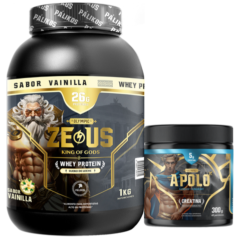 Pack Guerrero-1 Whey Protein Zeus 1 kg Vainilla + Creatina apolo 300 g -0