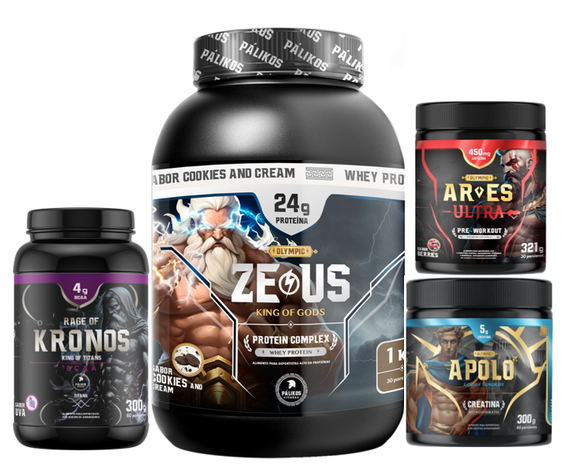 Proteina complex 1kg Cookies and creams Creatina apolo 300g Pre entreno Ares BCAA kronos-0