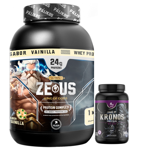 Proteina Zeus Complex 1kg Sabor Vainilla + BCAA Kronos 600g Sabor Uva-0