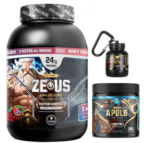 Proteina Zeus complex 1kg (Frutos del bosque) + Creatina apolo 300g + Minibottle-0