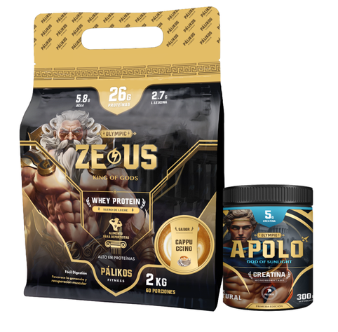 100% Whey Protein Zeus 2kg Doypack Cappuccino +Creatina Apolo 300g-0