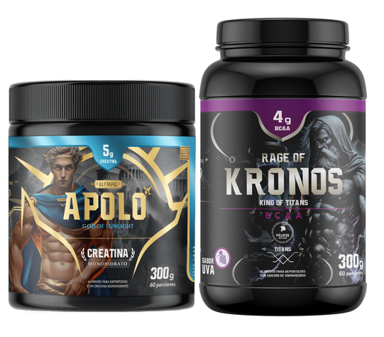 Creatina Apolo 300g y BCAA Kronos Sabor Uva 300g-0
