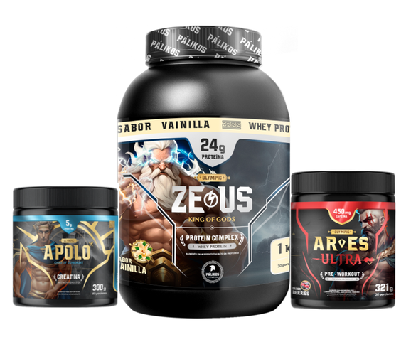 Pack Whey Protein ZeusComplex 1 kg + Creatina + pre entreno Vainilla-0