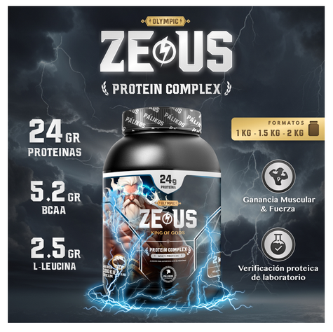 Pack Whey Protein ZeusComplex 1 kg + Creatina + pre entreno Vainilla-1
