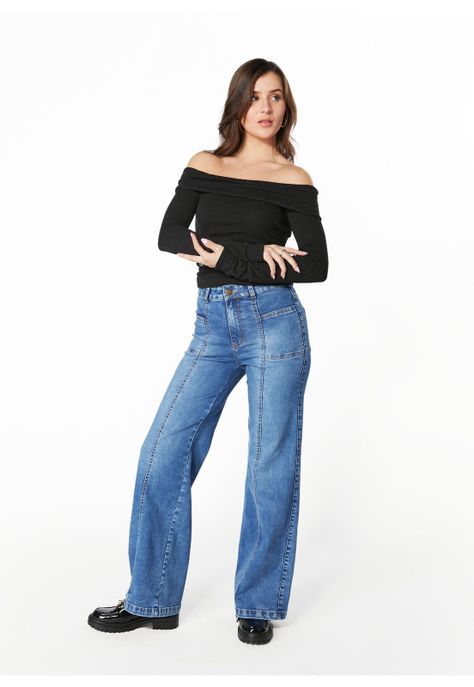 JEANS PIRAGI PALAZZO BOLSILLO INCRUSTADO-0
