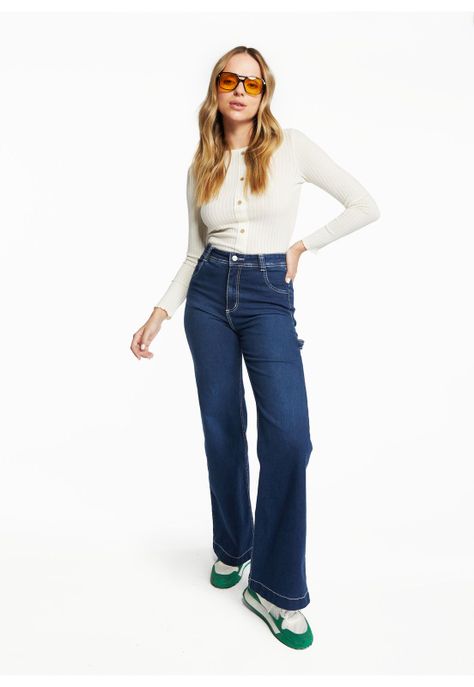 Jeans Tita Blue Palazzo Hilos Contratono Azul Efesis-0