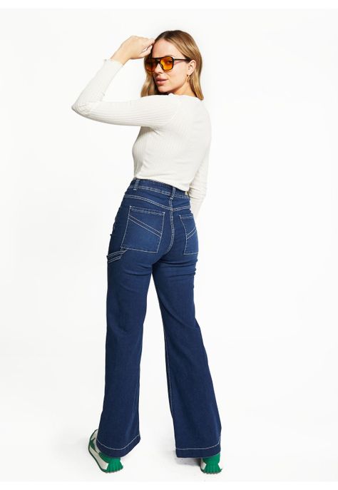 Jeans Tita Blue Palazzo Hilos Contratono Azul Efesis-3