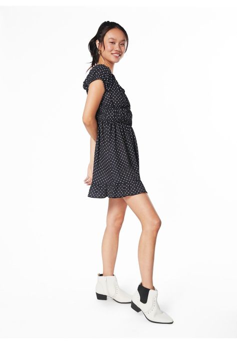 VESTIDO ROCHE BARDOT ESPALDA ELASTICADA NEGRO-2