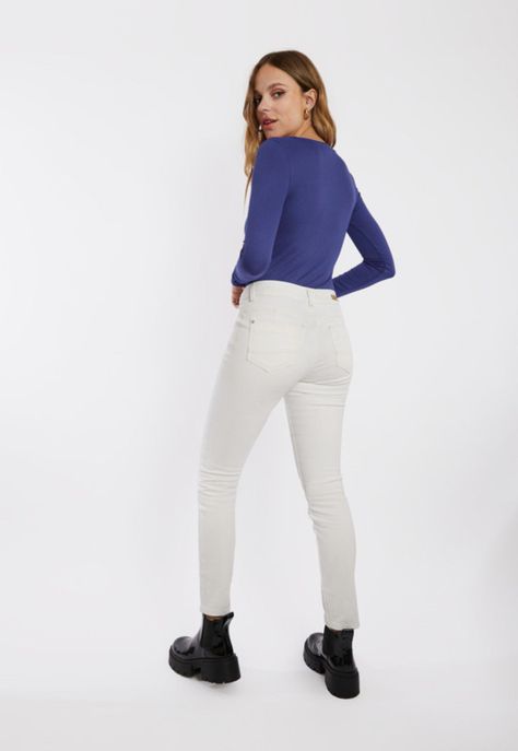 Pantalón Skinny Venus Tiro Bajo Blanco-3