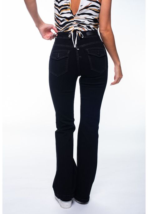 Jeans Feel Flare Hilo Contratono Tapetas Bolsillo Negro Efesis-2