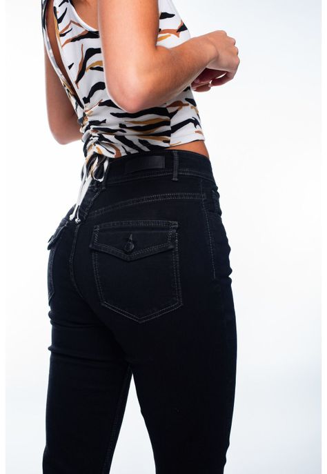 Jeans Feel Flare Hilo Contratono Tapetas Bolsillo Negro Efesis-3