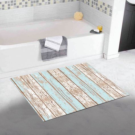 Alfombra Vinílica  Madera Vintage Azul 70x100 cm-2