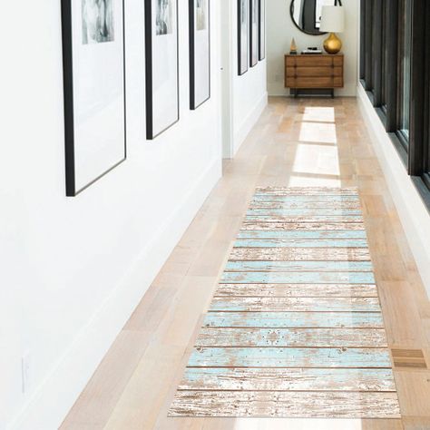 Alfombra Vinílica  Madera Vintage Azul 70x100 cm-3