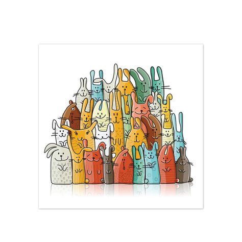 Alfombra Vinílica Pet Rabbit Family  70x70 cm-0