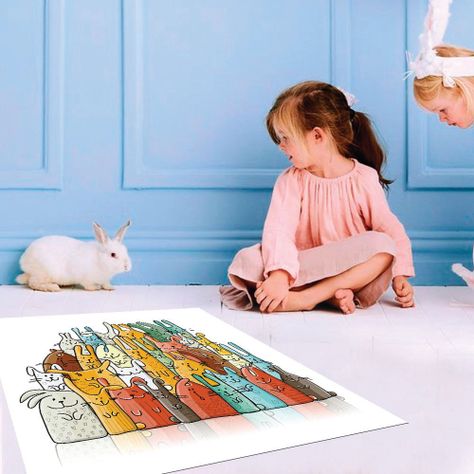 Alfombra Vinílica Pet Rabbit Family  70x70 cm-1