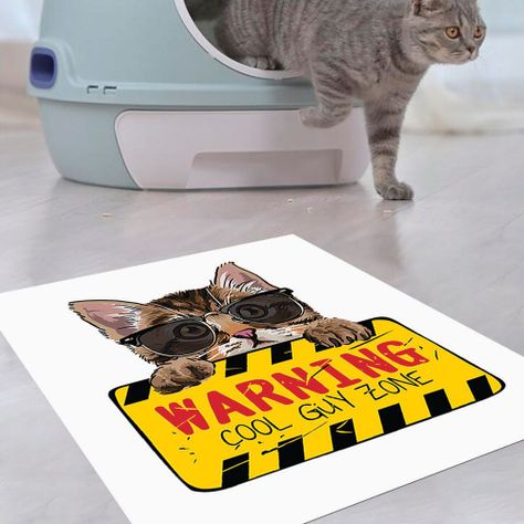 Alfombra Vinílica Pet Warning Cat 70x70 cm-1