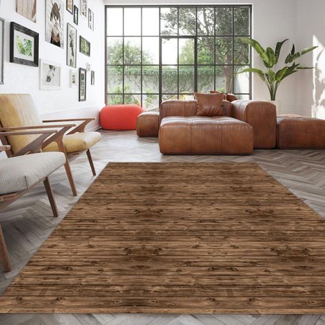 Alfombra Vinílica  Madera Rústica Nogal 140x180 cm-3
