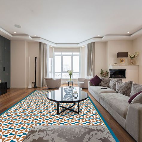 Alfombra Vinílica Living  Pirámide Ocean 70x140 cm-7