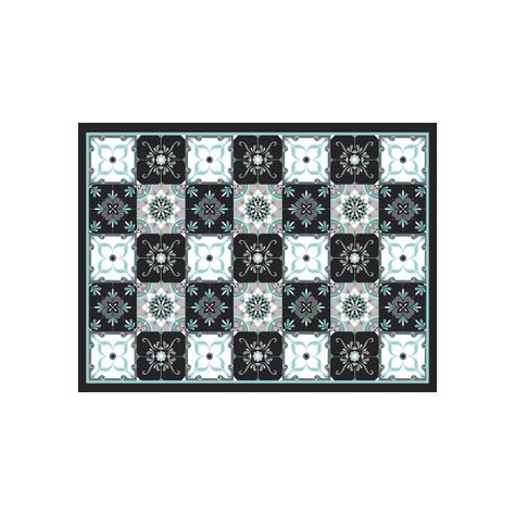 Alfombra Vinílica Baldosa Clásica Azul 70x100 cm-0