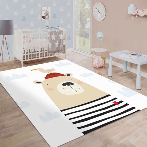 Alfombra Vinílica Infantil Oso Marinero 140x160 cm-3