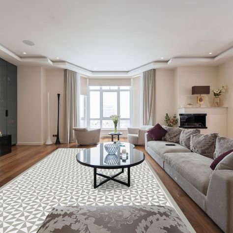 Alfombra Vinílica Living  Pirámide Grey Mist 70x140 cm-8